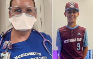 Southcoast Respiratory Therapist Jennifer Davis and son Aaron, a member of the Middleboro team in the Little League World Series